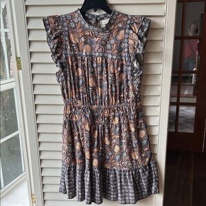 Universal Thread Paisley Mini Dress - Gray and Orange
